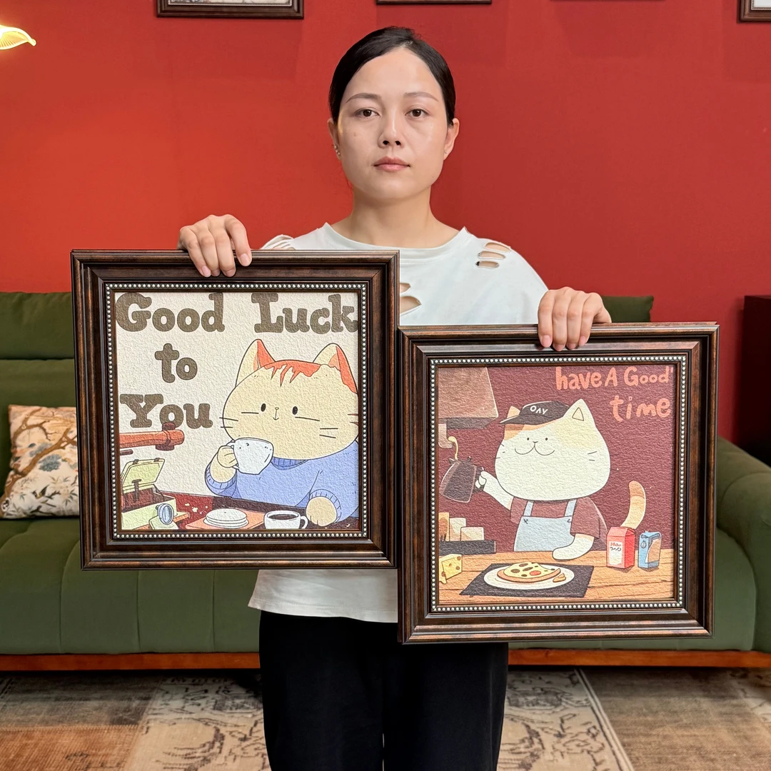 现代卡通猫咪客厅装饰画现代简约美式S025二联44