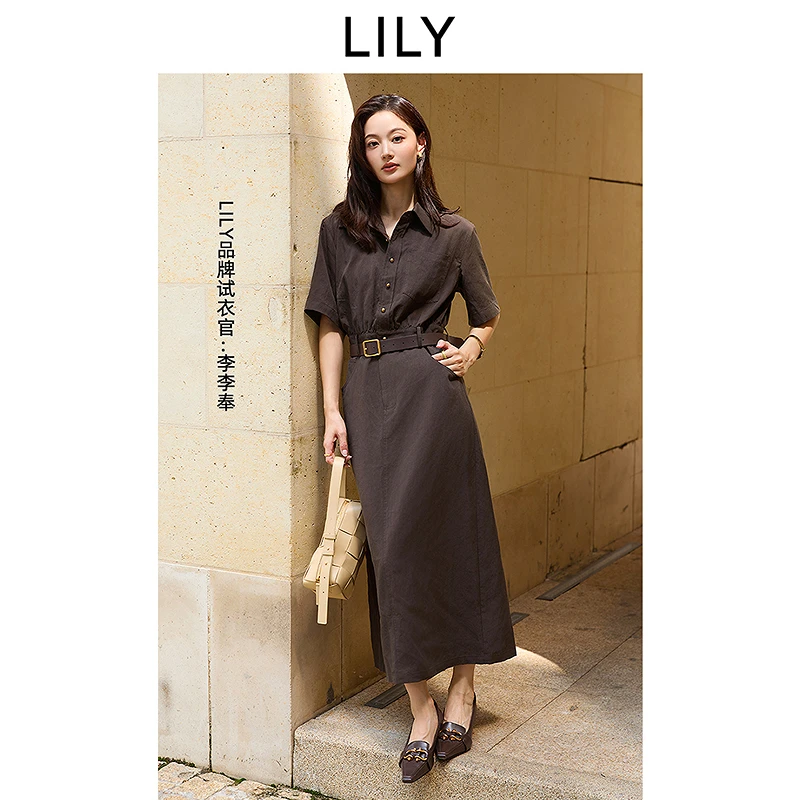 【流光风】LILY2025秋新款莱赛尔复古工装通勤风连衣裙125339C7933