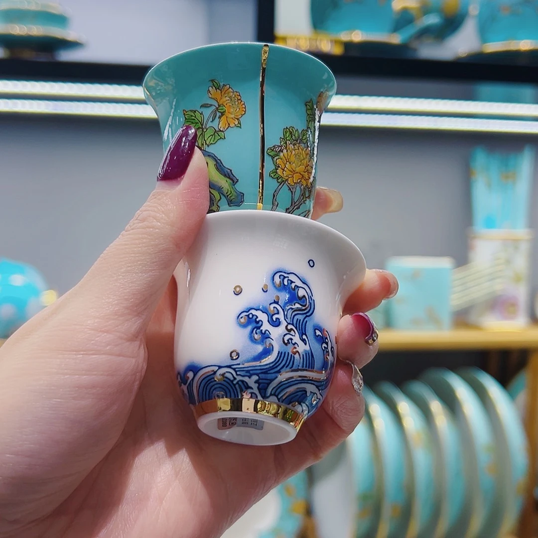 G***德瓷西湖蓝50ml杯。+海上明珠40ml杯各一