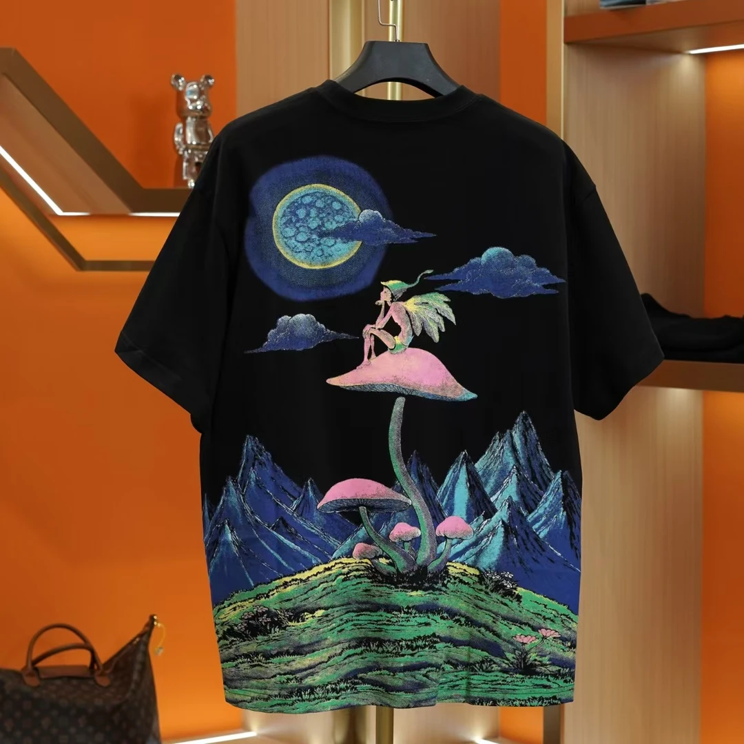 2025夏季新款男士宽松短袖印花国潮短T中国风T恤衫半袖