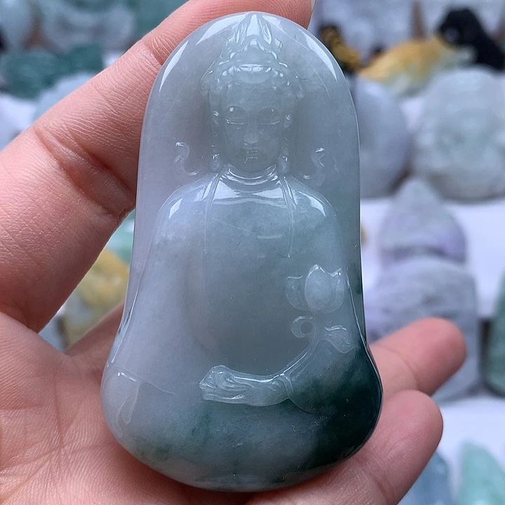 翡翠未镶嵌颈饰观音福利卡厚9+