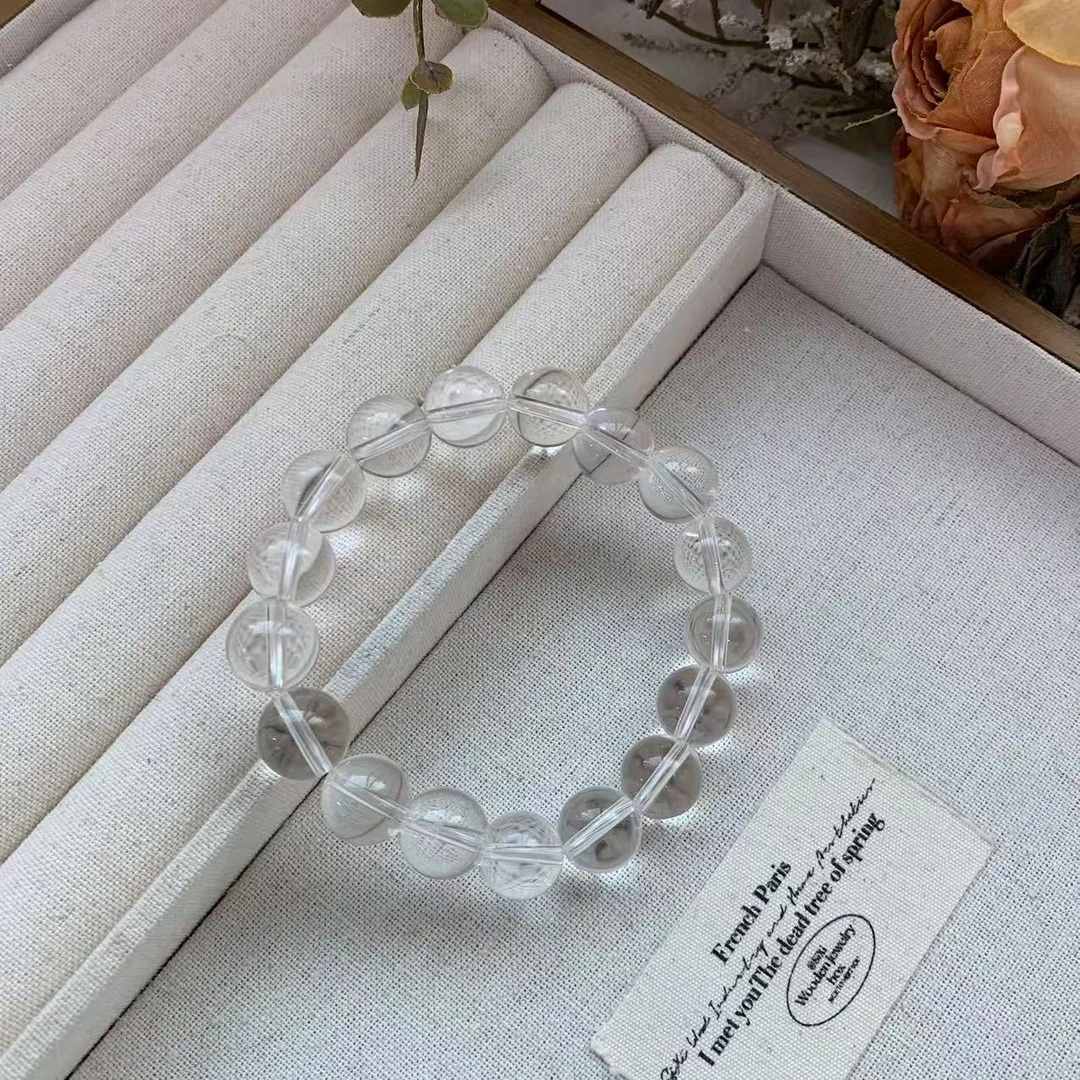 BS020天然巴西净水白水晶手链男女同款手串素圈单圈多样性发一