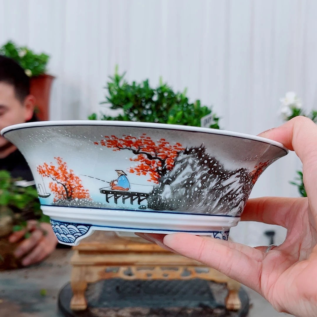 红陶海****）手绘花盆