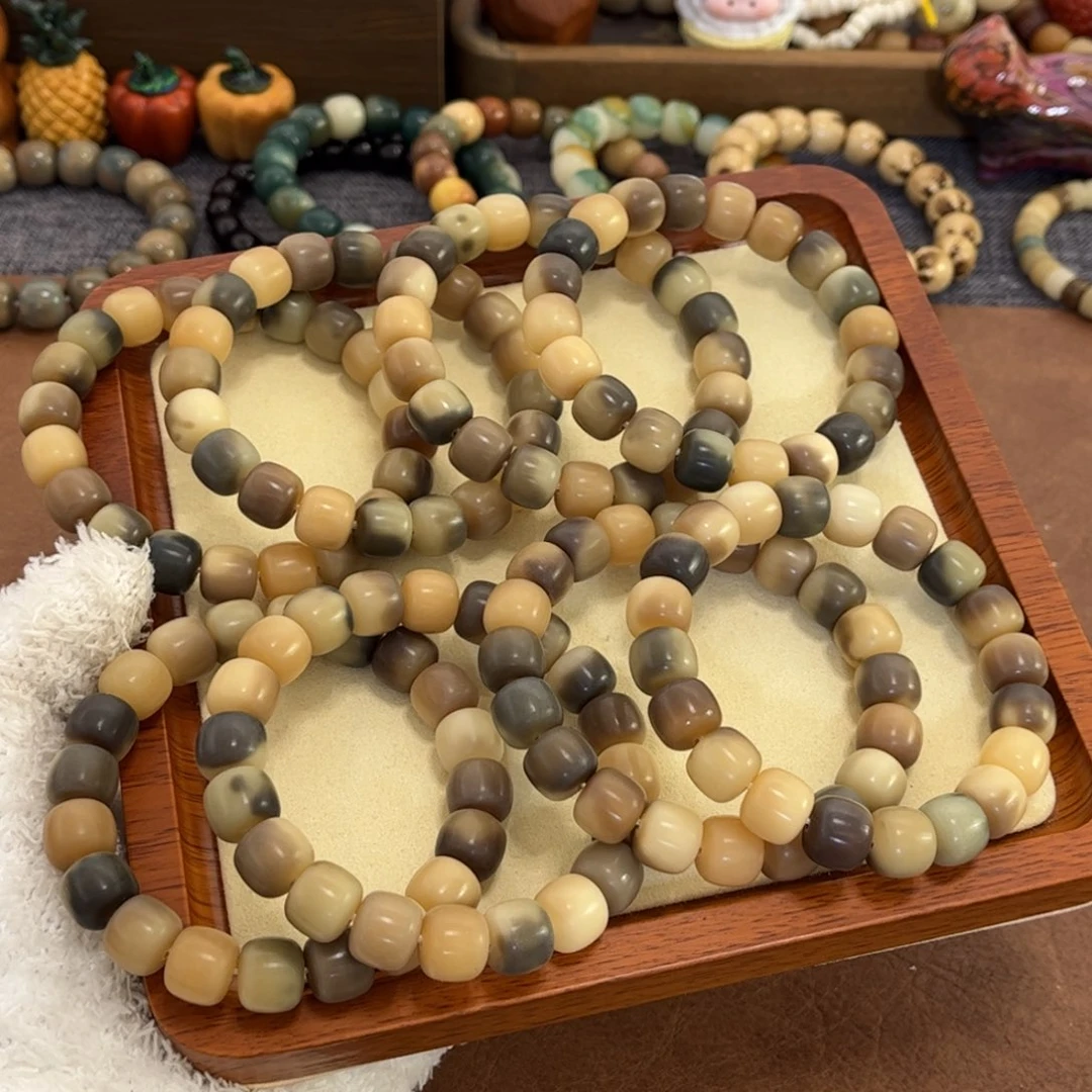 白玉菩提手串奶盖啵啵卡12干磨随机