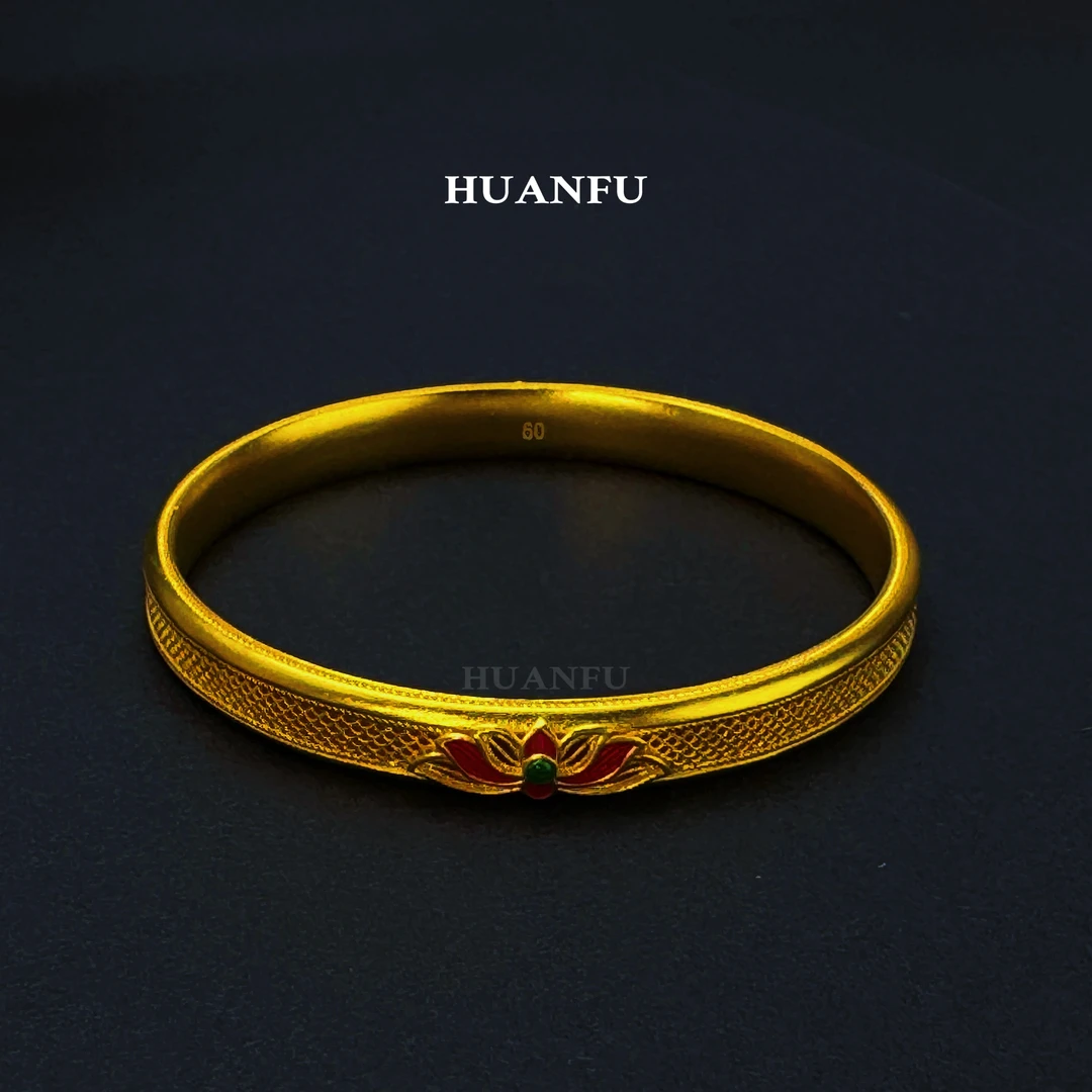 足银手镯 足银手镯 珐琅彩手镯厚包工艺 简约时尚经典