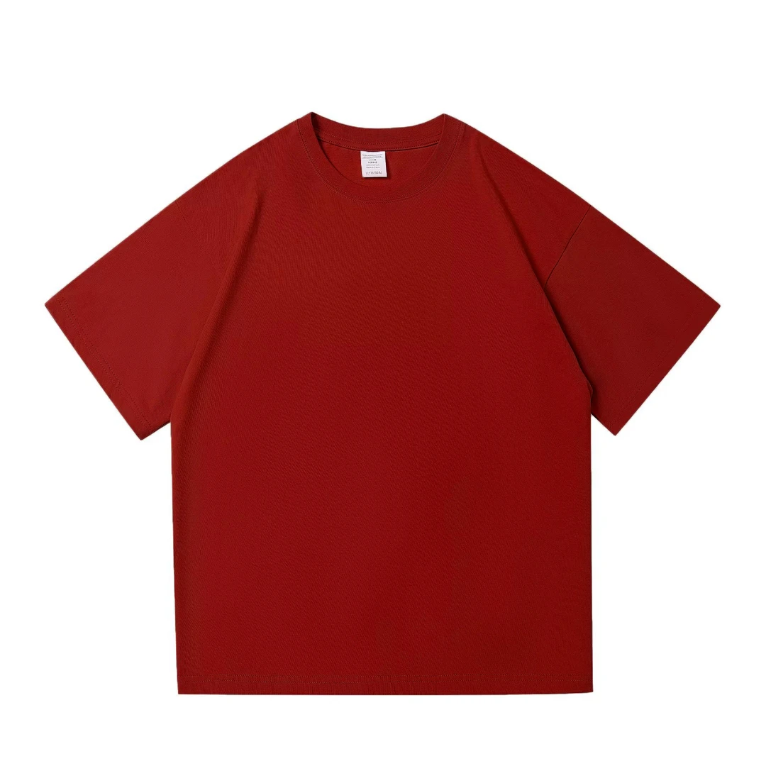 美式280g重磅纯棉短袖t恤男圆领宽松情侣纯白色打底衫2024新款夏