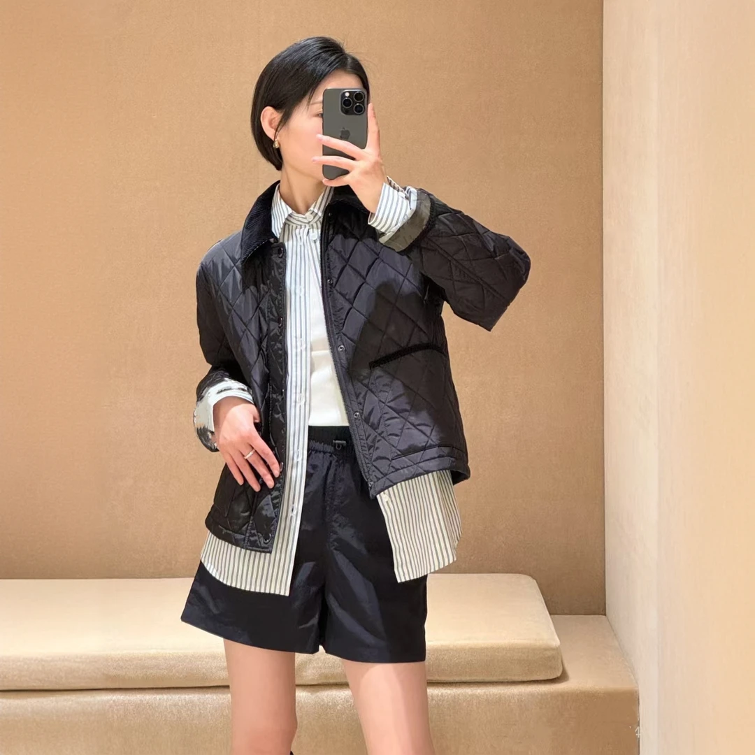 【港奢专属】英伦经典菱形格绗缝保暖锁温显瘦版型短款棉服2527