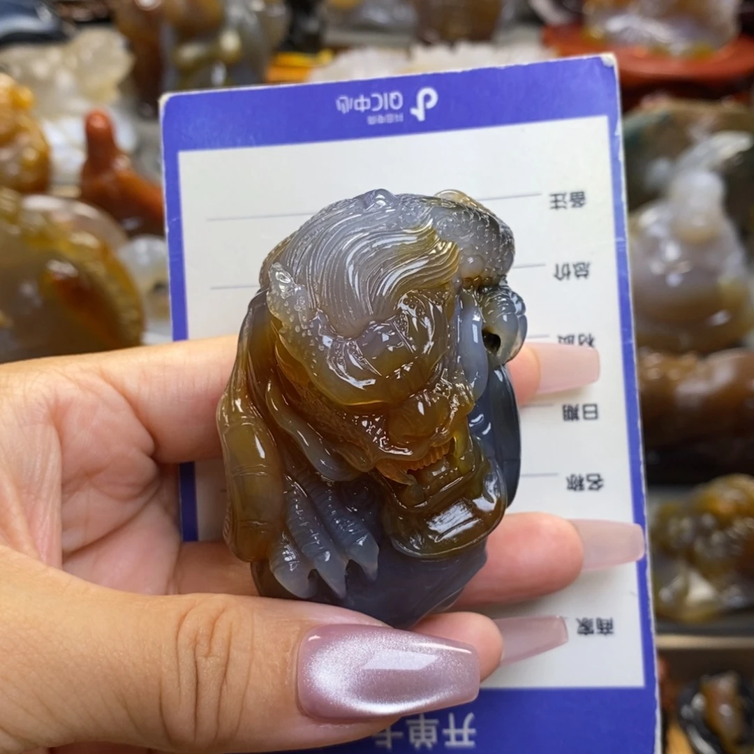 清***月玛瑙/玉髓把件未镶嵌