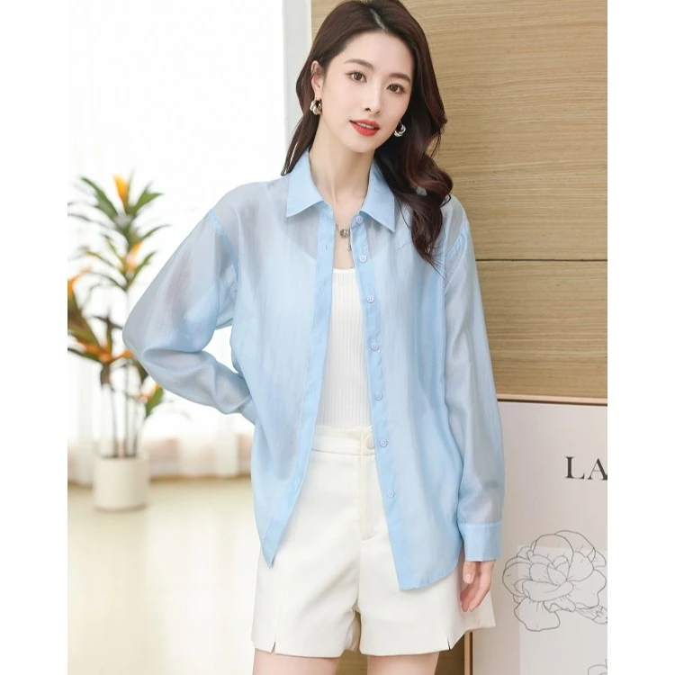 莱赛尔天丝新版夏季防晒衬衣宽松透气轻薄时尚