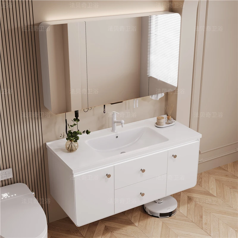 2025新款实木浴室柜一体陶瓷盆组合镜柜卫生间浴室柜购买链接女士