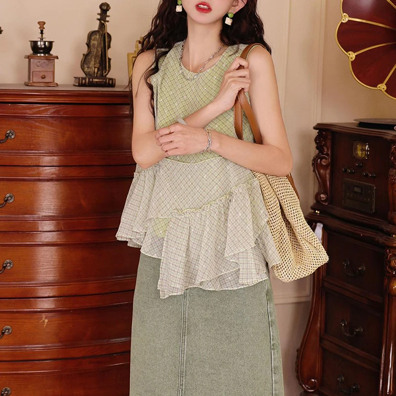 2025年夏季新款韩版时尚港风复古不规则衬衫女时尚气质洋气上衣潮