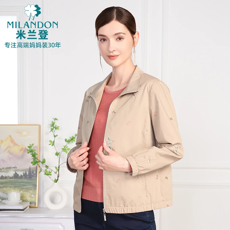 MILANDON/米兰登2025春季新款短休闲女防风绣花茄克外套3Q190102