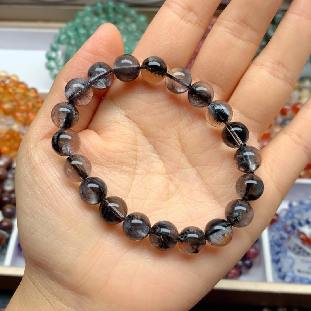 s***e水晶未镶嵌手链黑银钛9.6