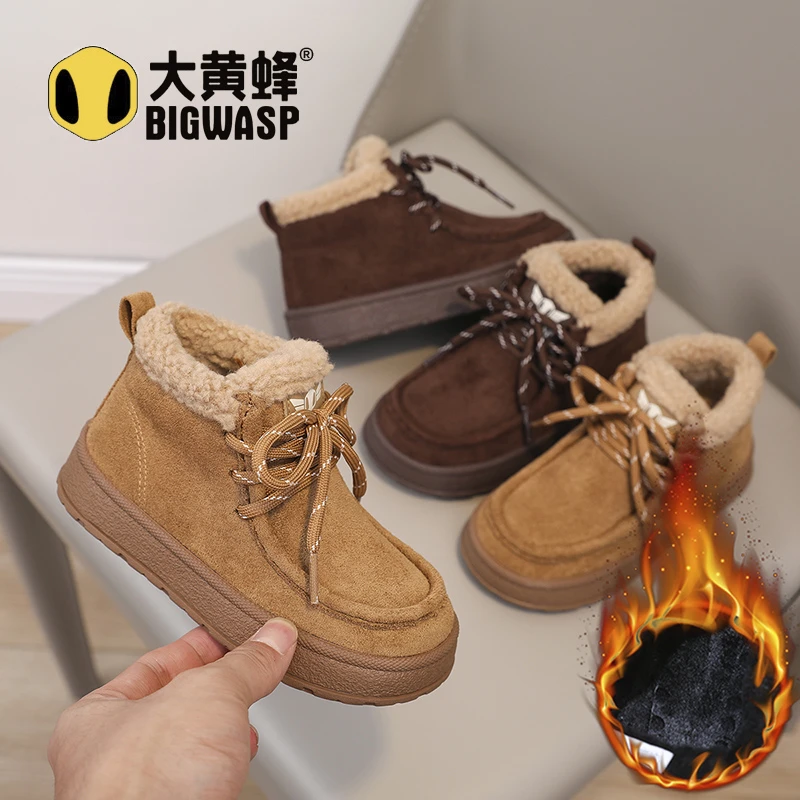 大黄蜂童鞋加绒加厚棉鞋2025冬季新款加棉二棉鞋男女孩休闲宝宝鞋