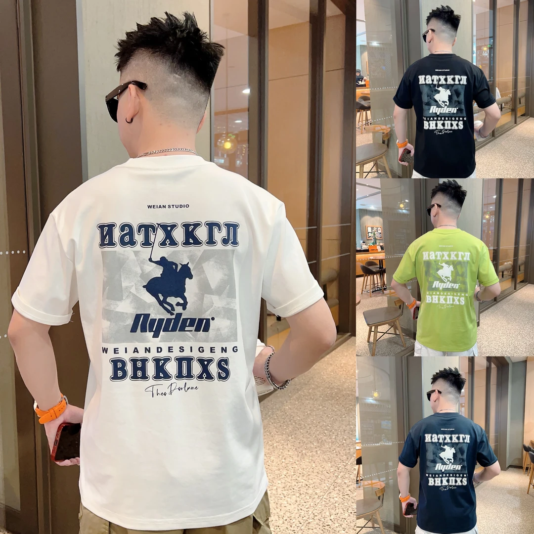 印花短袖圆领insT恤潮流字母帅气男装常规款夏季男士