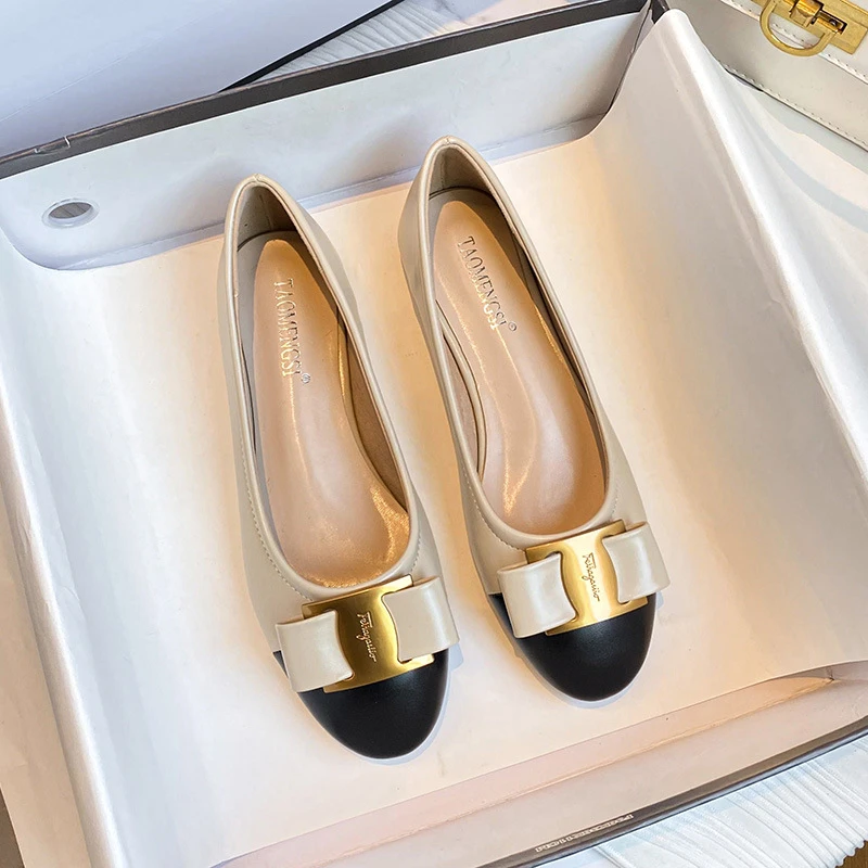 2025单鞋法式中跟百搭风气质浅口皮鞋高跟低跟拼接蝴蝶结款式女鞋