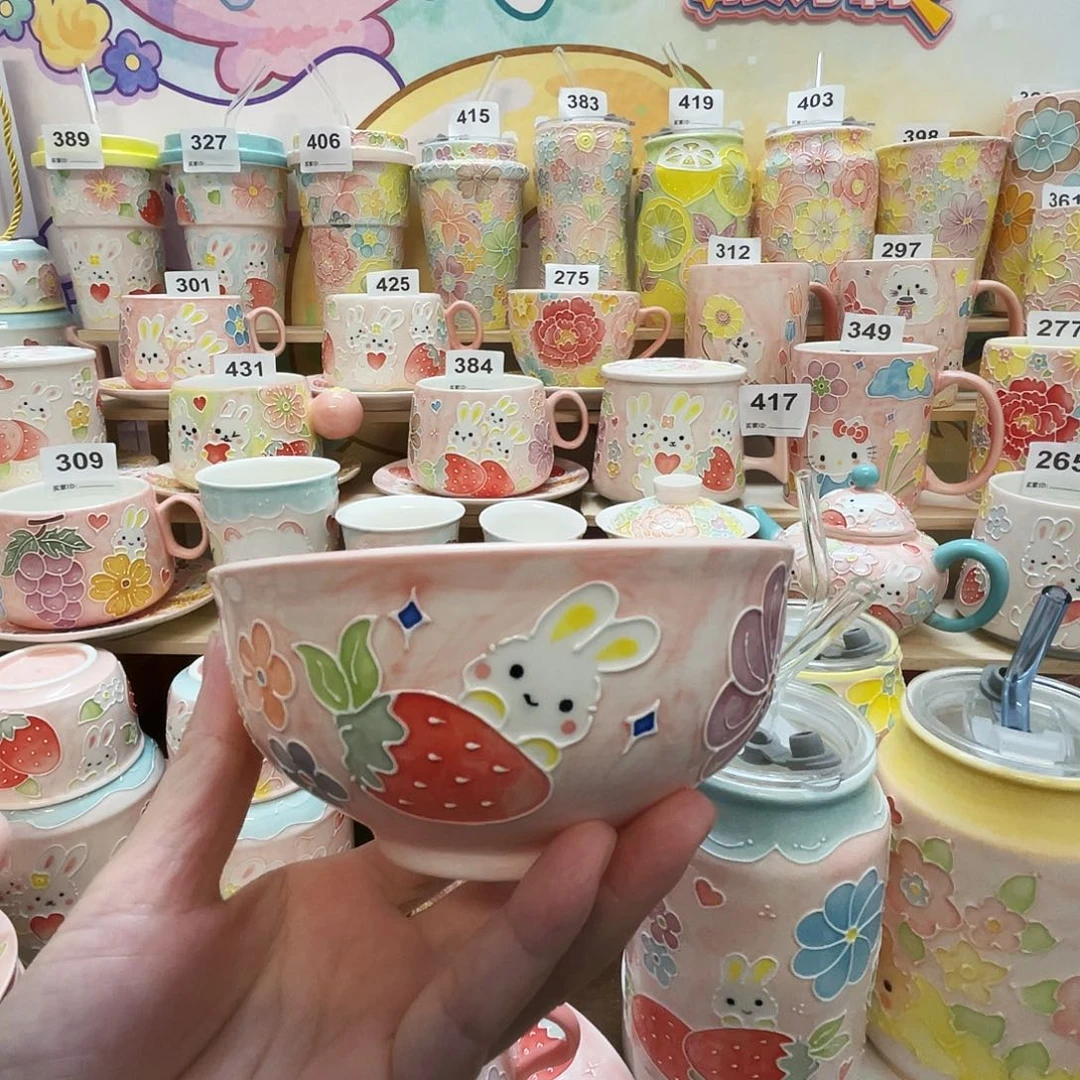 瓷片小黑点兔碗5寸