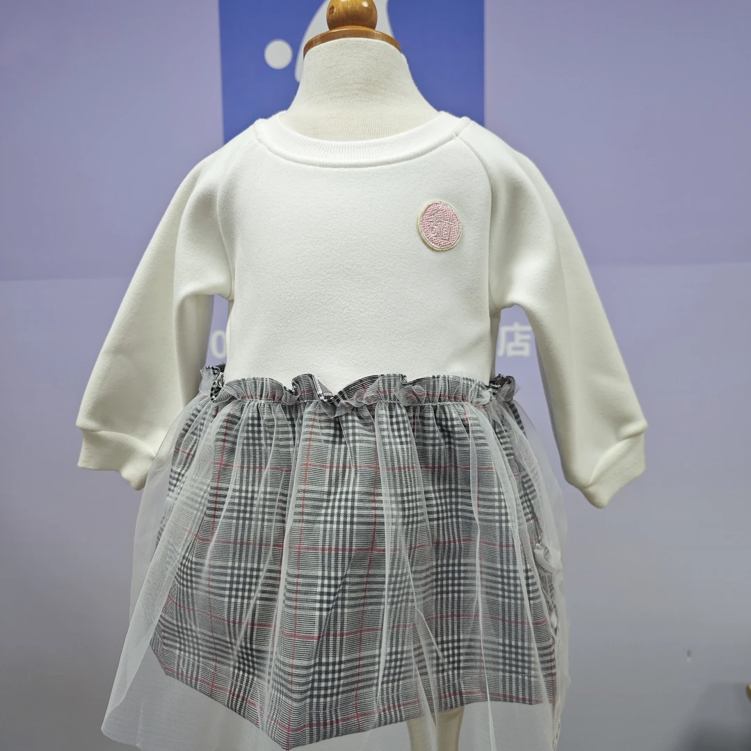 【清仓A109】明朵小童女童秋冬加绒网纱连衣裙秋冬