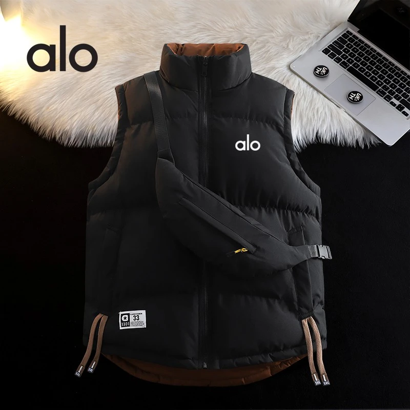alo马甲立领保暖新款运动休闲无袖纯色送背包双面穿马甲男女款
