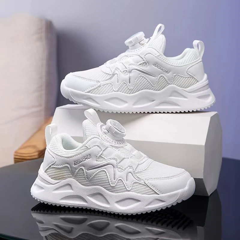 儿童运动鞋旋转纽扣透气网面男女童时尚休闲鞋运动童鞋858