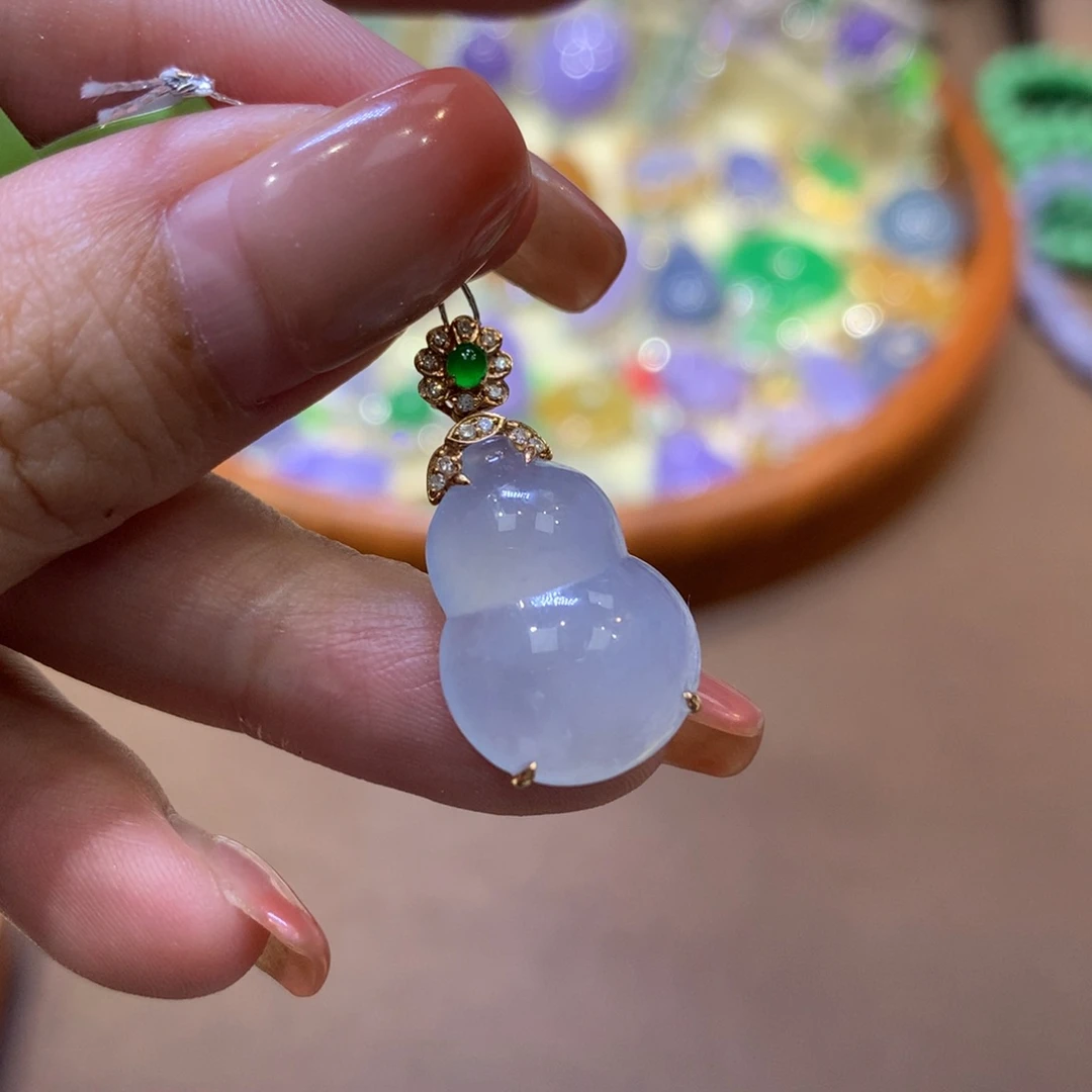 翡翠18K金镶嵌吊坠(不含链)