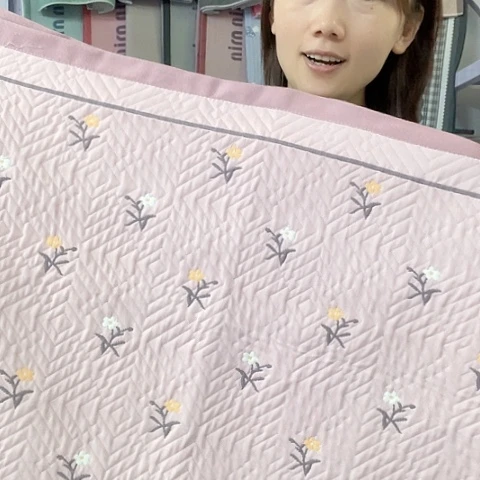 棉纱布浅粉色碎花纯棉