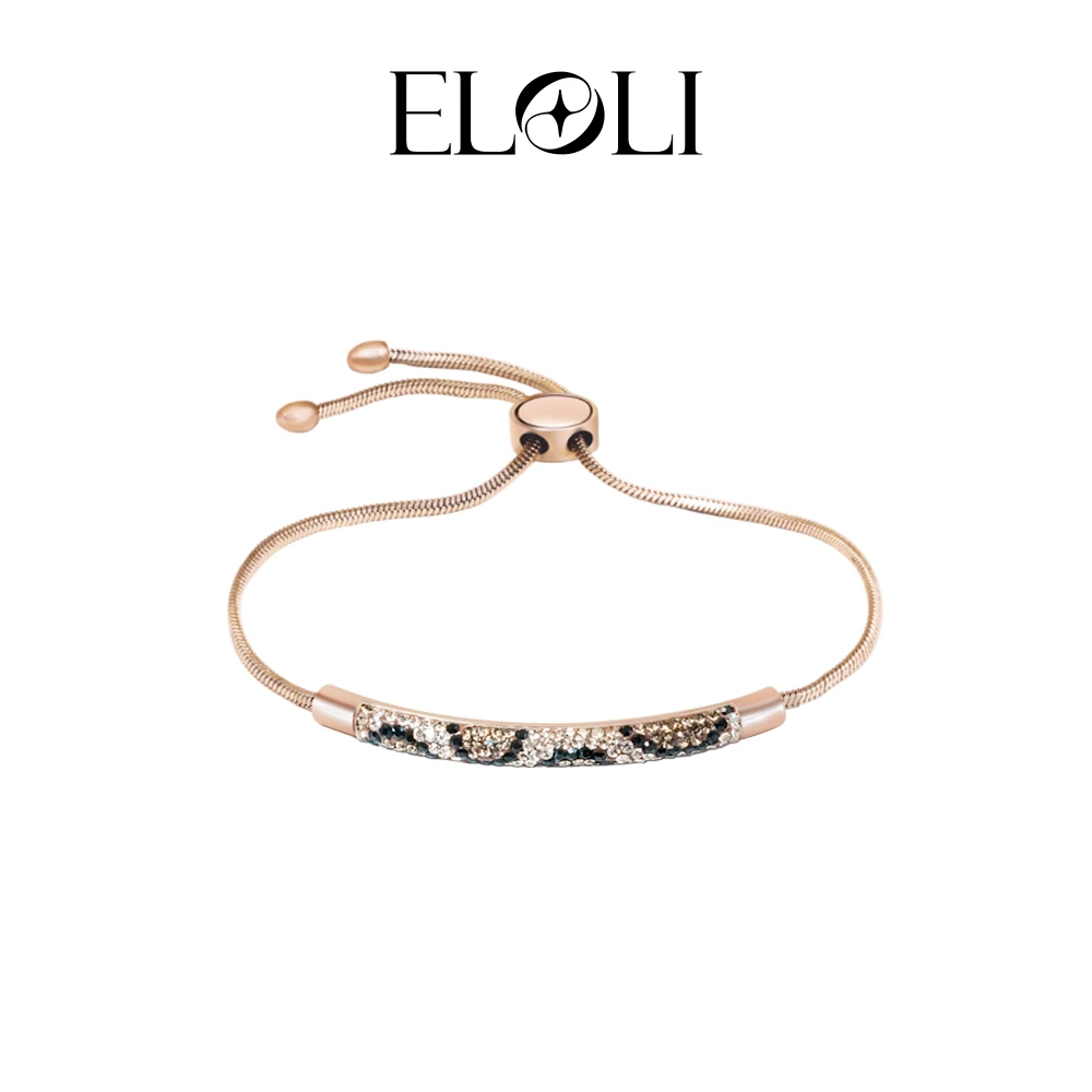 Eloli豹纹钻玫瑰金手链手镯SL-25N003