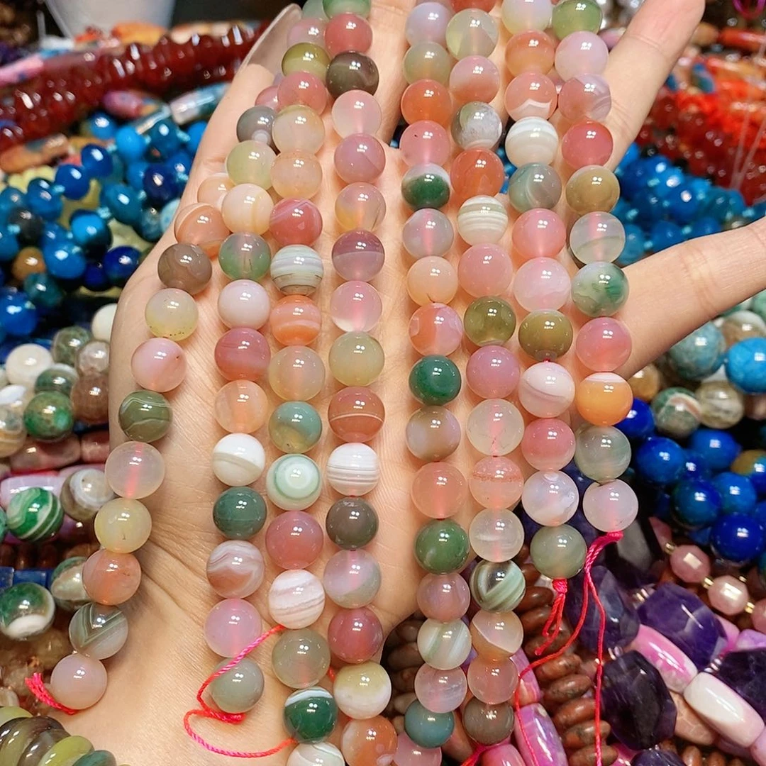 玛瑙/玉髓散珠天然盐源玛瑙10mm一条