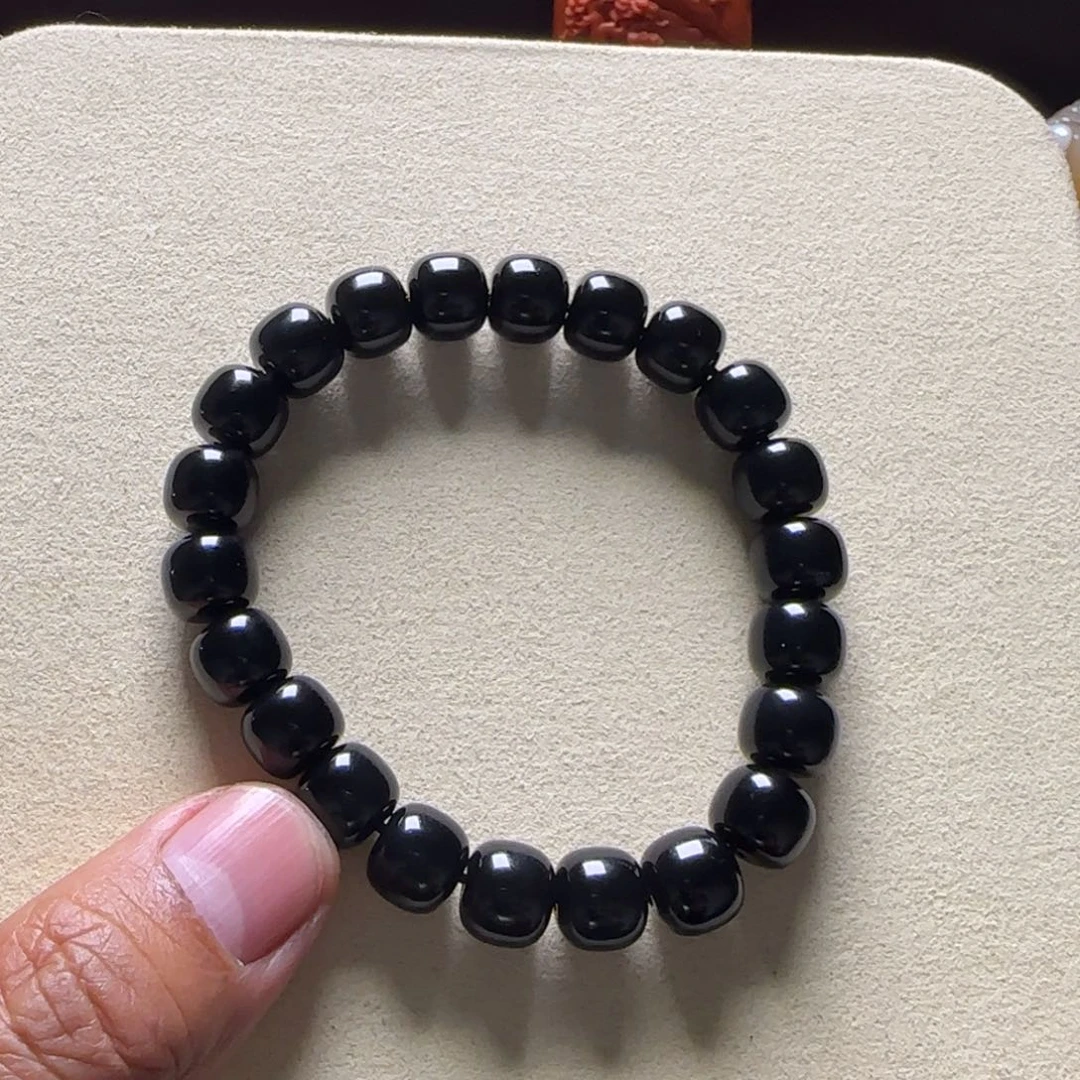 玛瑙/玉髓手链未镶嵌10mm黑玛瑙老型