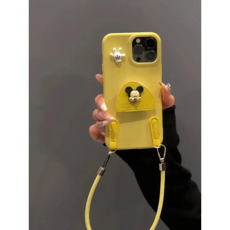 黄色米奇适用苹果17pro软壳iPhone15手机壳卡通皮纹tpu可爱14plus