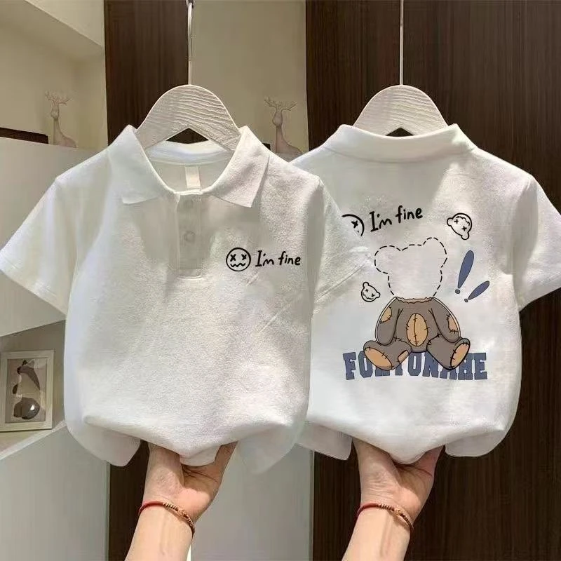 2025年夏季新款时尚洋气吸汗短袖卡通动漫上衣印花POLO衫卡通洋气