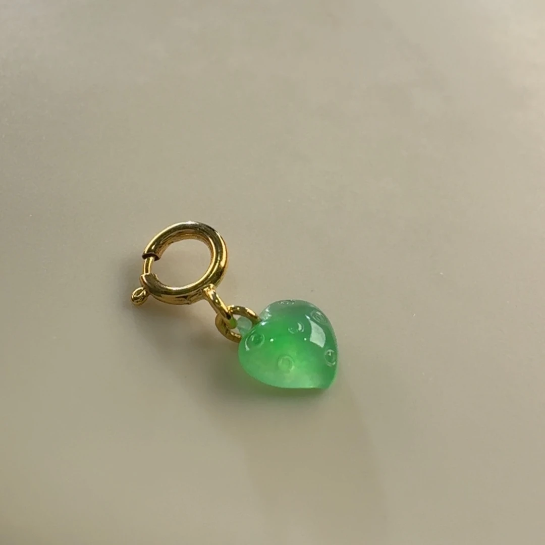 翡翠手链18K金镶嵌冰绿小滴溜