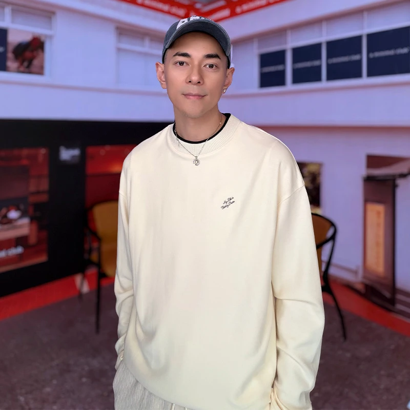 NPC潮牌东丽小暖绒撞色螺纹休闲圆领长袖T恤男圆领落肩NP58TL21