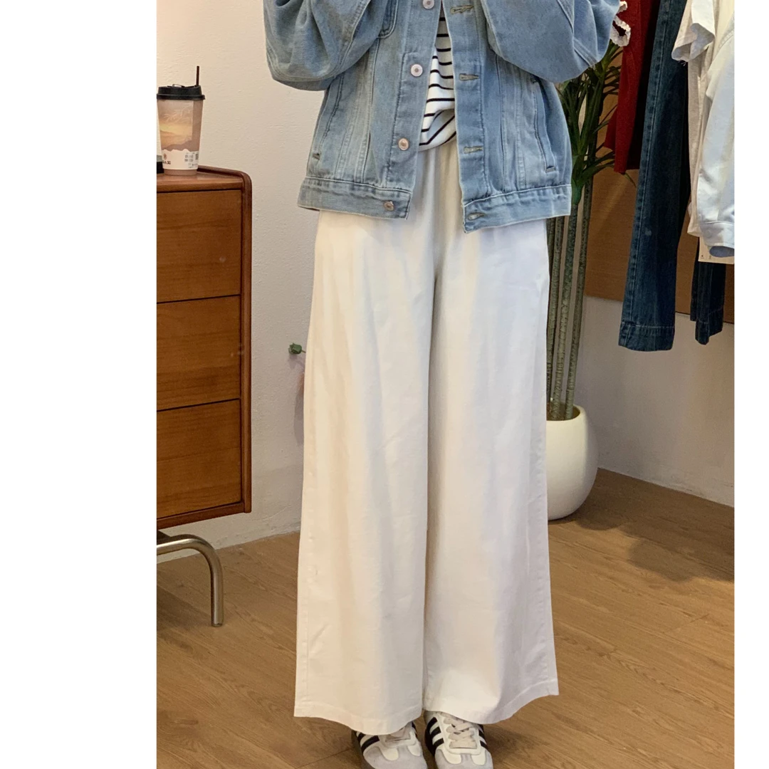 春夏季随性休闲百搭水洗棉阔腿裤显瘦直筒裤 9分裤子 （213）