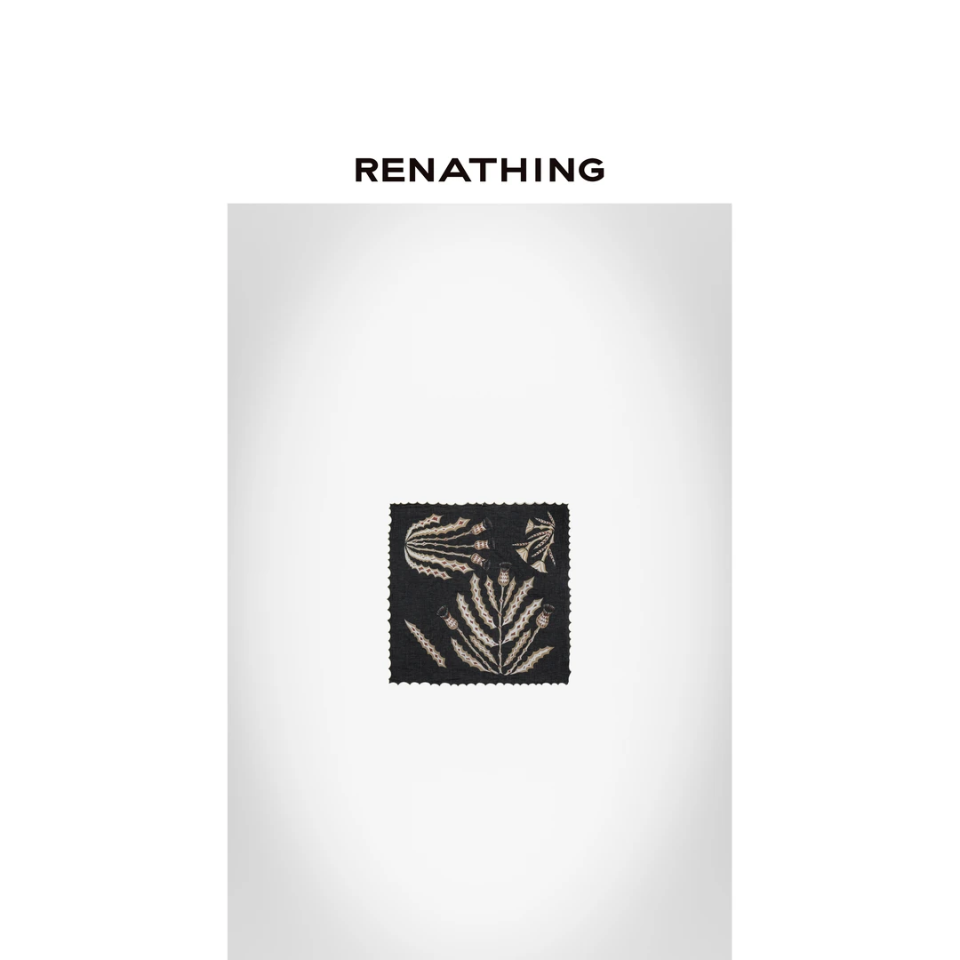 【RENATHING】刺绣波浪边印花方巾