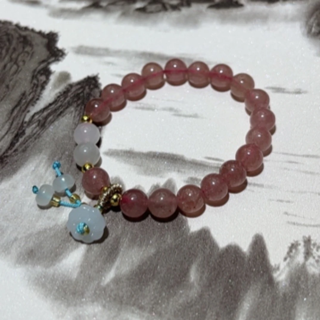 原创设计草莓晶手串配莲蓬-多样性发一 7961