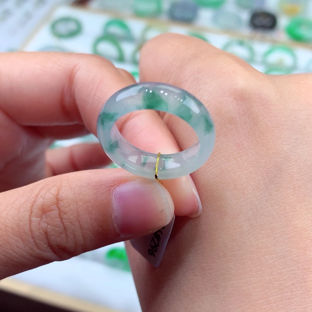 翡翠戒指未镶嵌10号冰润飘花