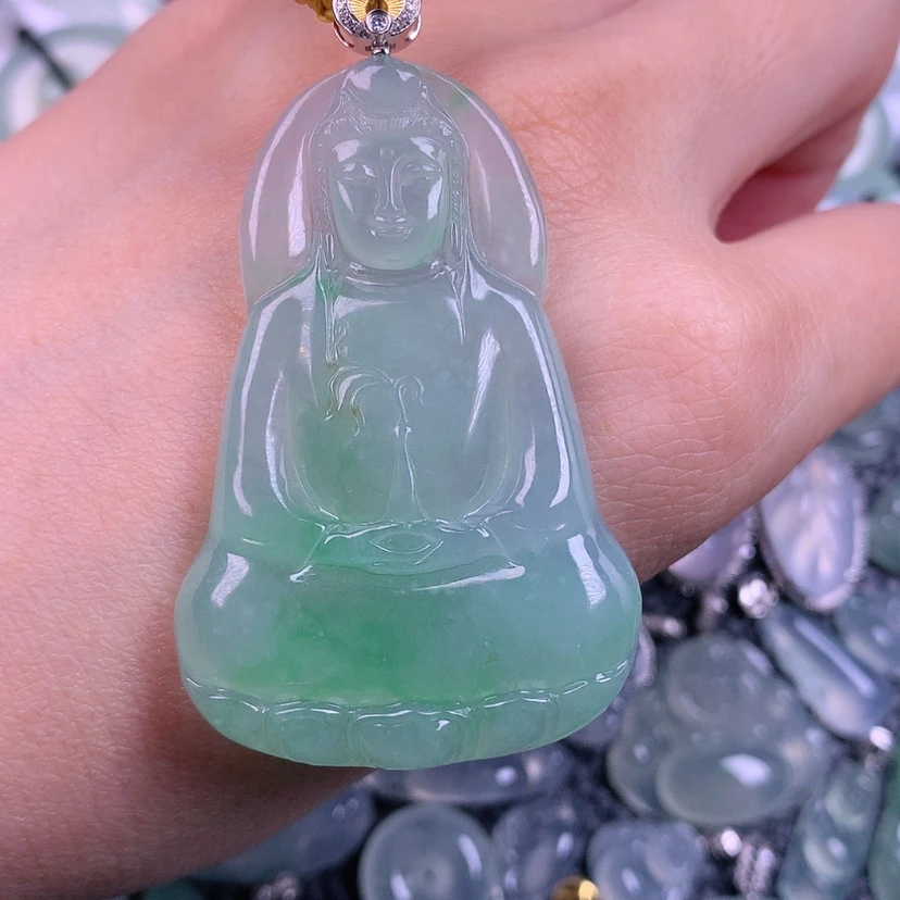 【闪购商品】颈饰18K金镶嵌翡翠?****?天然缅甸翡翠