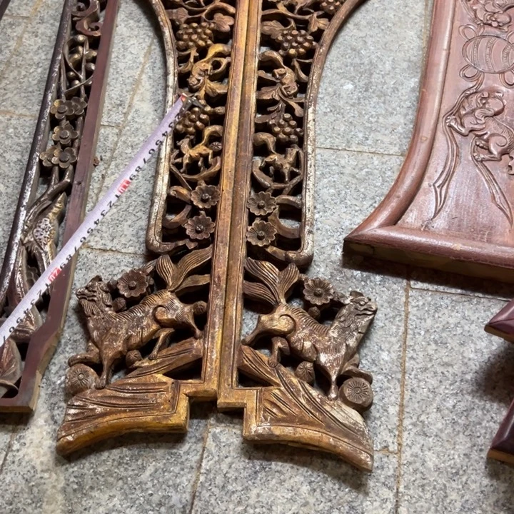 巴***1香榧木老木雕花板艺术