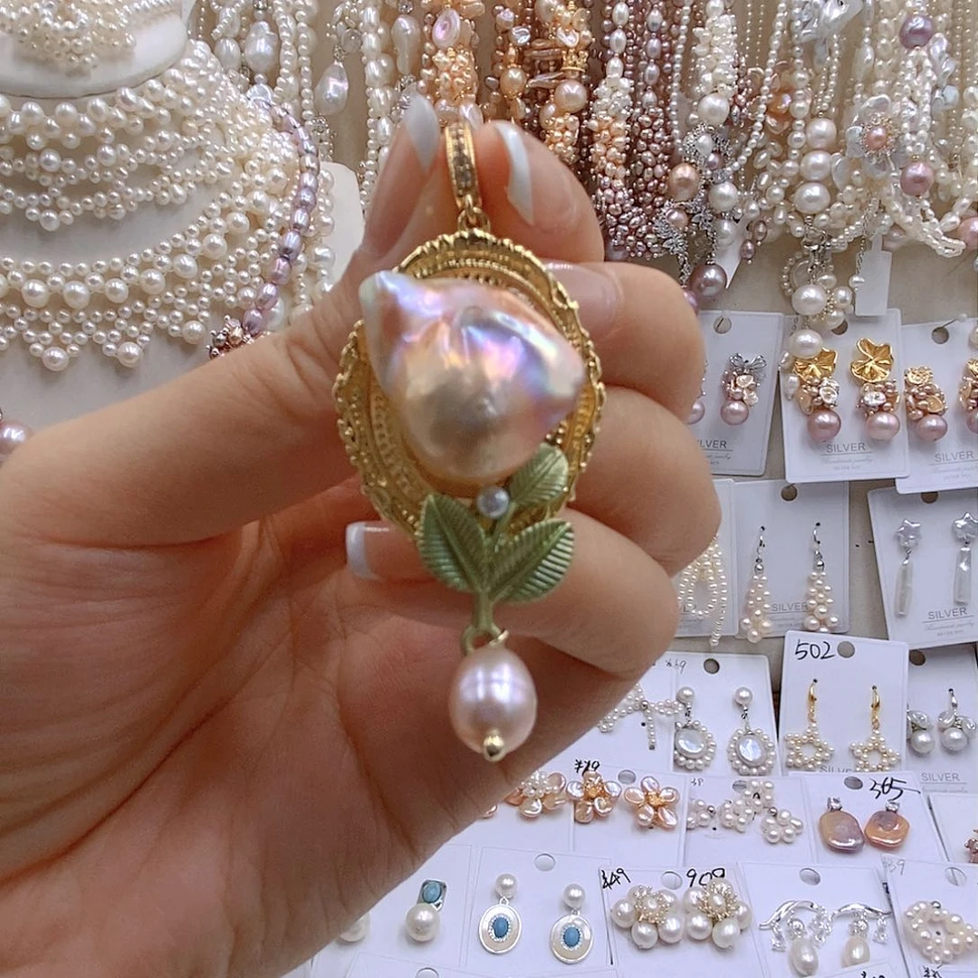 颈饰银S925镶嵌淡水珍珠