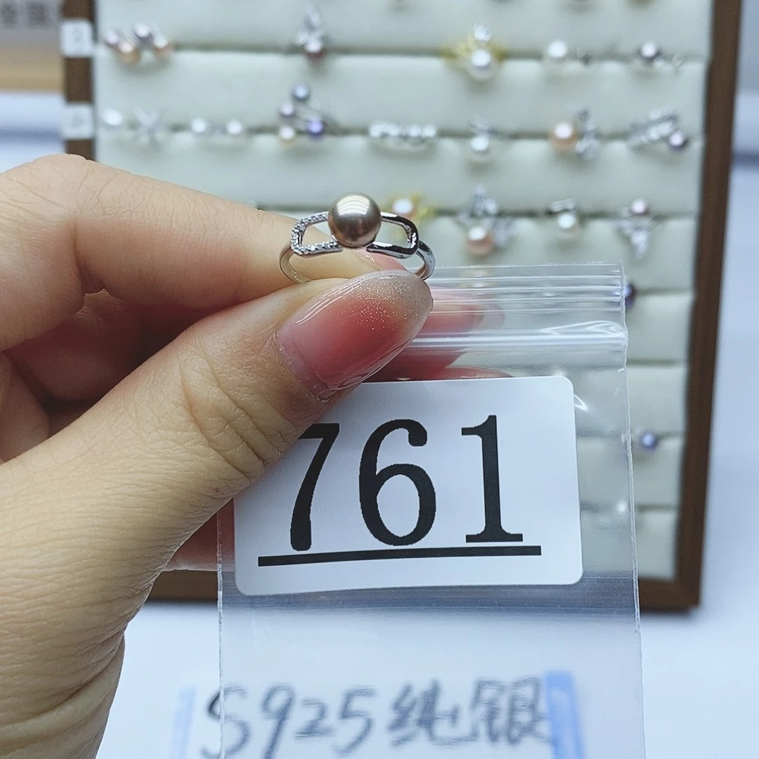 淡水珍珠戒指银S925镶嵌仙****~761
