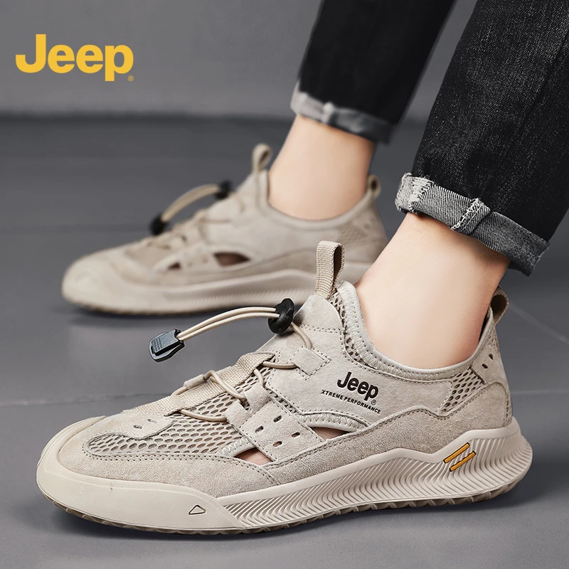 Jeep吉普男式沙滩鞋2025春夏新款户外玩耍厚底耐磨透气涉水徒步鞋