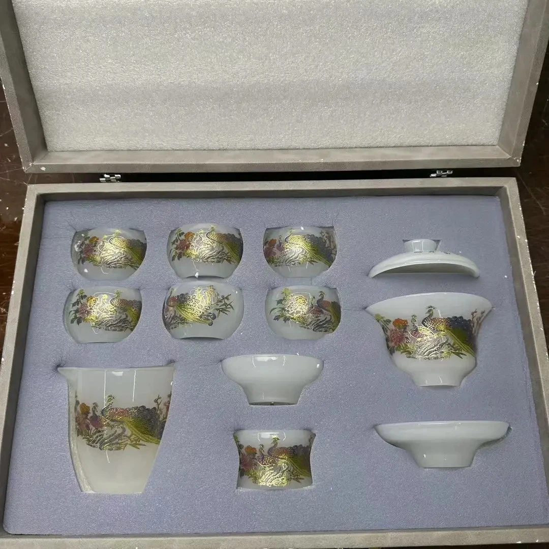 琉璃孔雀茶具套组适合送礼家用客厅办公室送礼茶具礼盒装