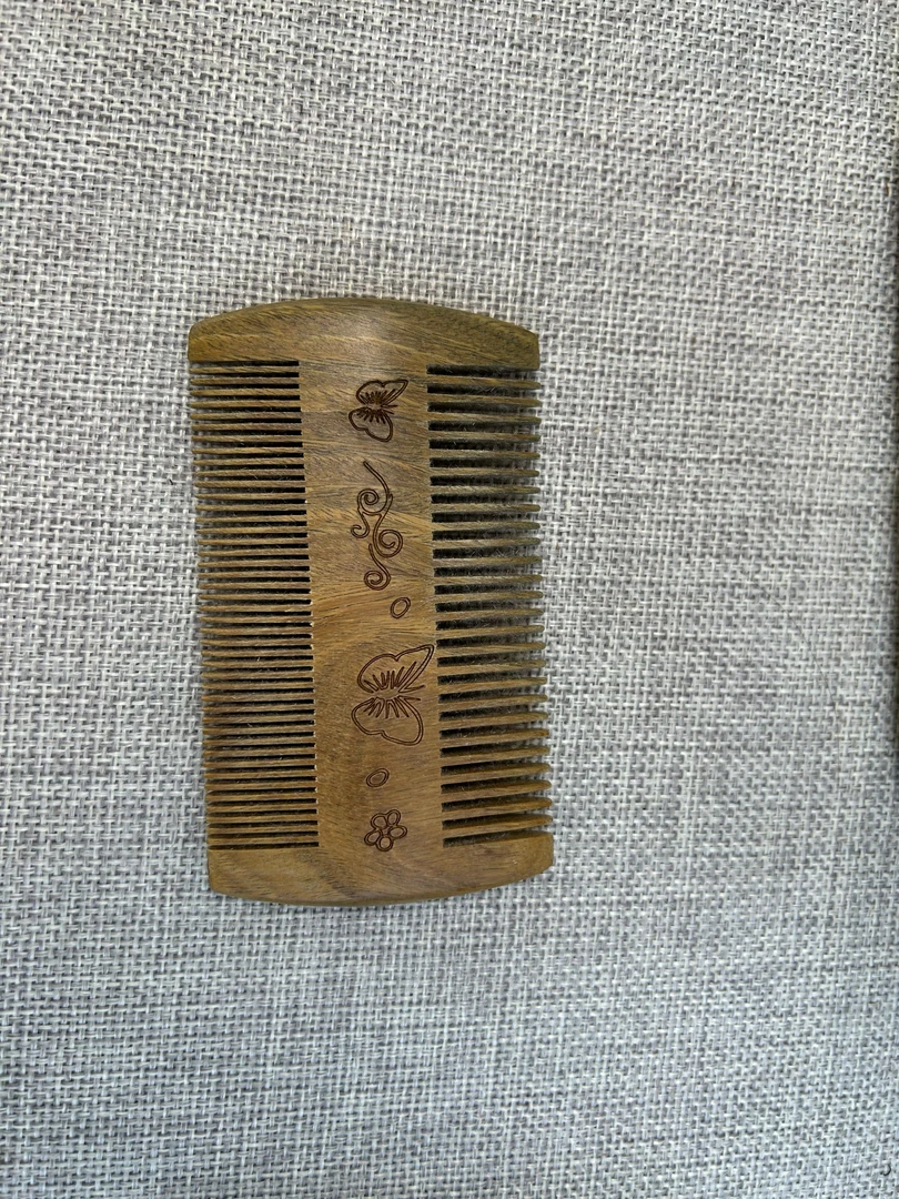 绿檀木篦子梳精品木梳子无柄梳雕刻