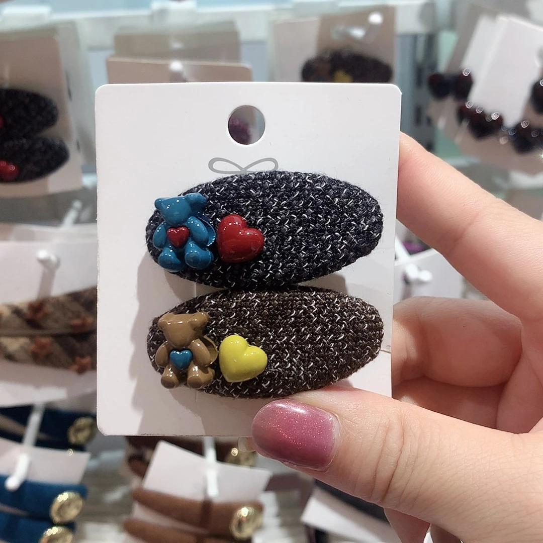 布艺非金属咖黑小熊拼小胖鸭夹