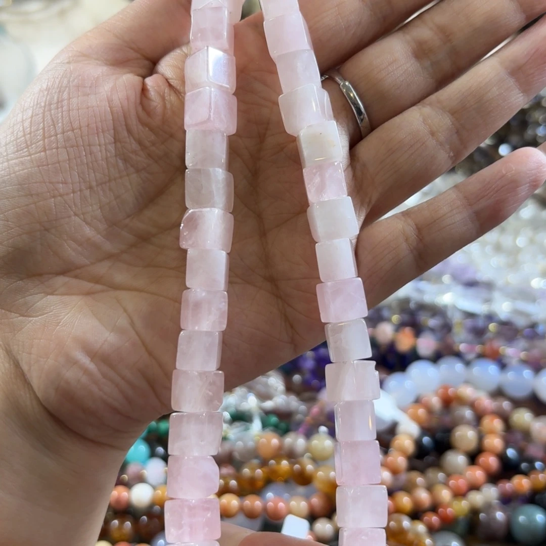 玛瑙/玉髓未镶嵌珠宝半成品粉水方糖卡10