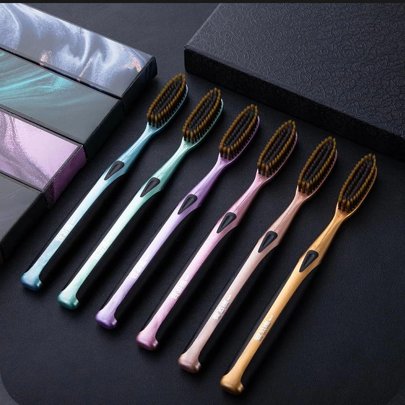 创新U型洁净长刷头轻奢宽头细丝软毛加长牙刷家用护龈高档女士