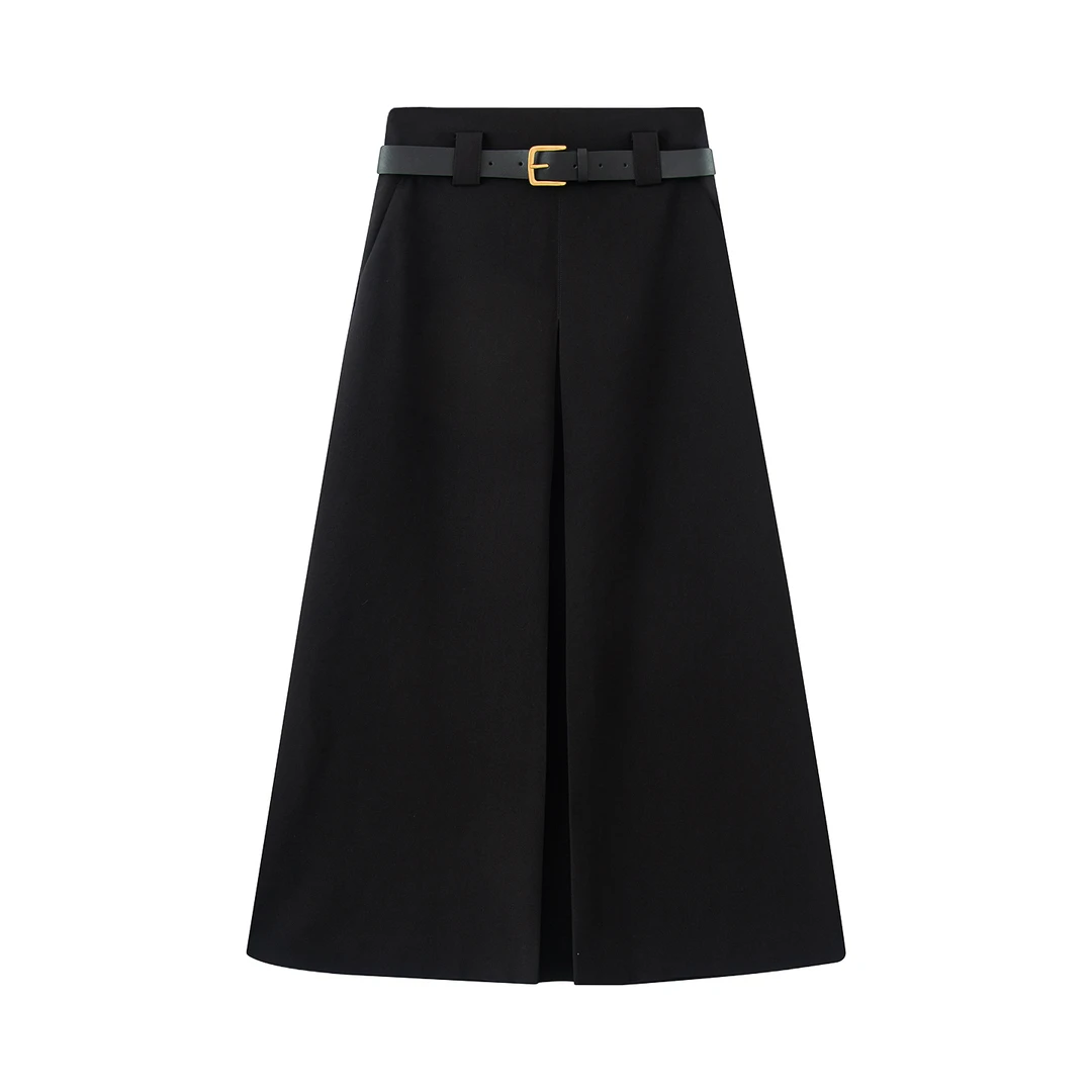 迪家商场同款女装2025秋季新款时尚休闲高腰赫本风A子半身裙1602