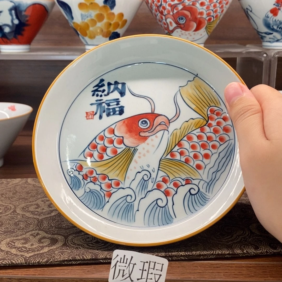釉下彩老陶泥手工绘制