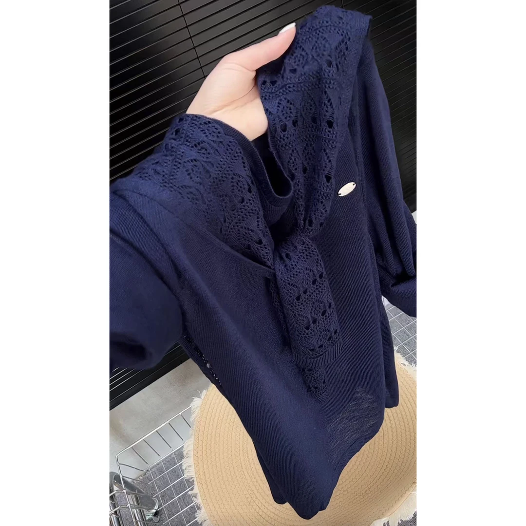【现货】今年流行穿搭2025早秋新款温柔风毛针织衫蕾丝披肩长袖上衣